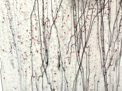Cranberry Frit, White and Black Streamers Mardi Gras (4101) 3mm
