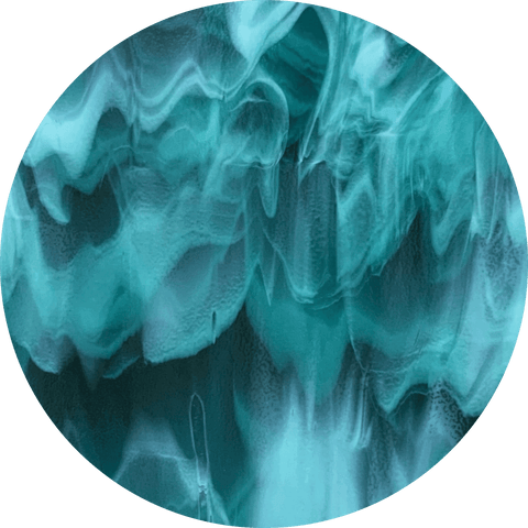 Streaky Glass Circles - Peacock Blue, White Streaky (2176) - The Glass Underground