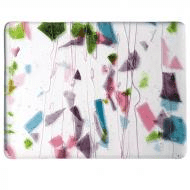 Deep Pink, Plum, Spring Green, Aqua with Pink Streamers on Clear (4128) 3mm Sample - The Glass Underground