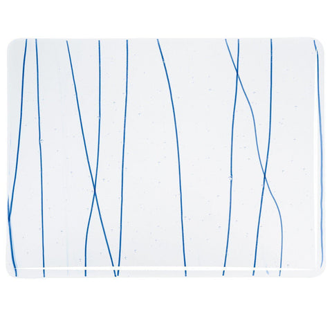 Royal Blue Streamers on Clear (4151) 3mm Sample - The Glass Underground