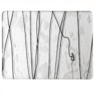 White with Black Streamers on Clear (4118) 3mm Sample - The Glass Underground