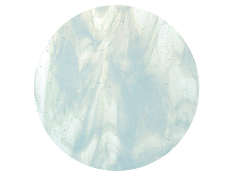 Streaky Glass Circles - Aqua Blue Tint, White Streaky (2218) - The Glass Underground