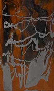 Burnt Orange Opal with Steel Blue Drizzle (51124A)