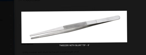 8” Tweezers with Blunt Tip - The Glass Underground 