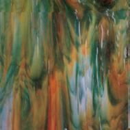 White, Orange Opal, Deep Forest Green Streaky (3123) 3mm Sample - The Glass Underground 