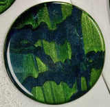 Streaky Glass Circles - Exclusive Light Aventurine Green with Aventurine Blue and Green Drizzle (11119B) - The Glass Underground 