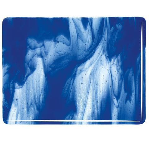 Clear, Deep Cobalt Blue Opal Streaky (2047) 3mm-1/2 Sheet-The Glass Underground