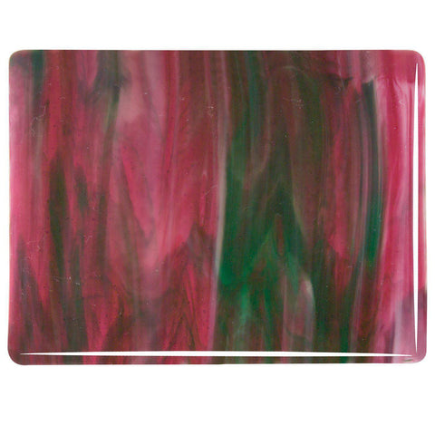 Cranberry Pink, Emerald Green, White Streaky (3345) 3mm-1/2 Sheet-The Glass Underground