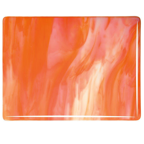 White, Orange Opal Streaky (2123) 3mm-1/2 Sheet-The Glass Underground